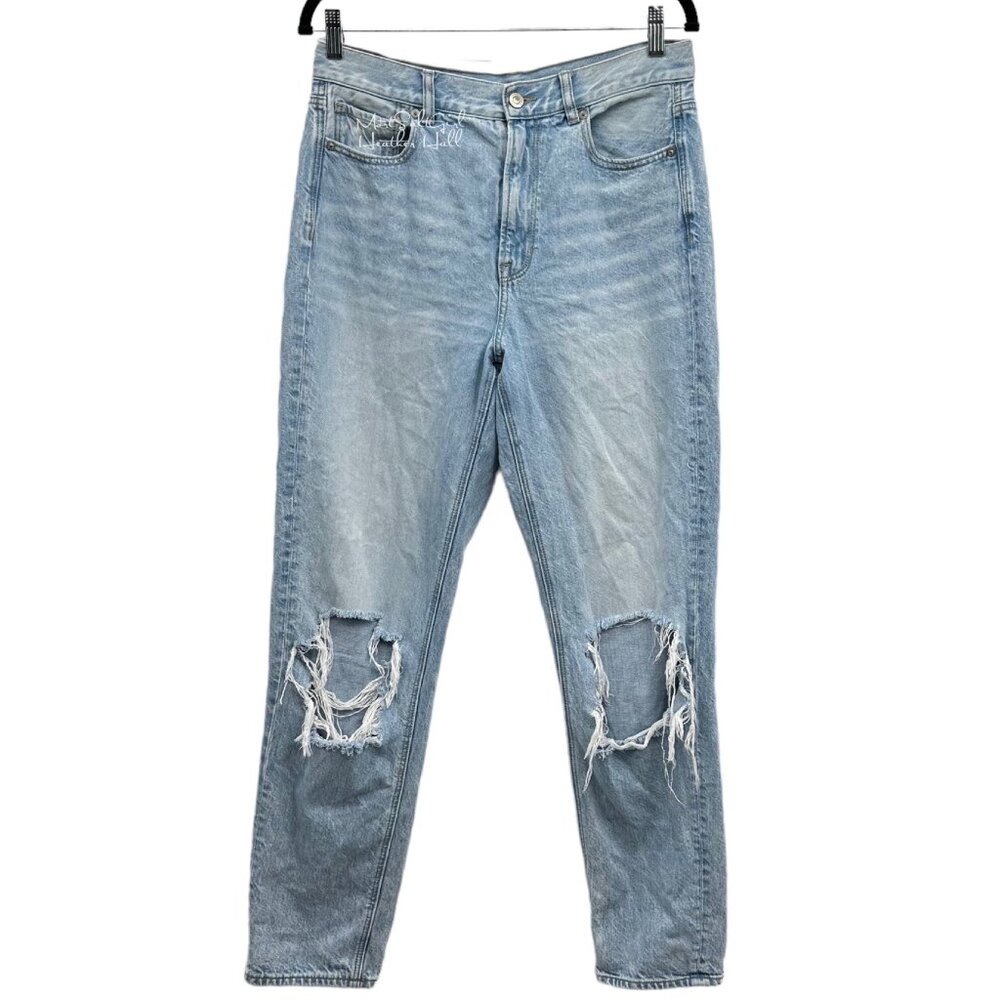 American Eagle Ripped Distressed Knee Holes Mom Jeans 8